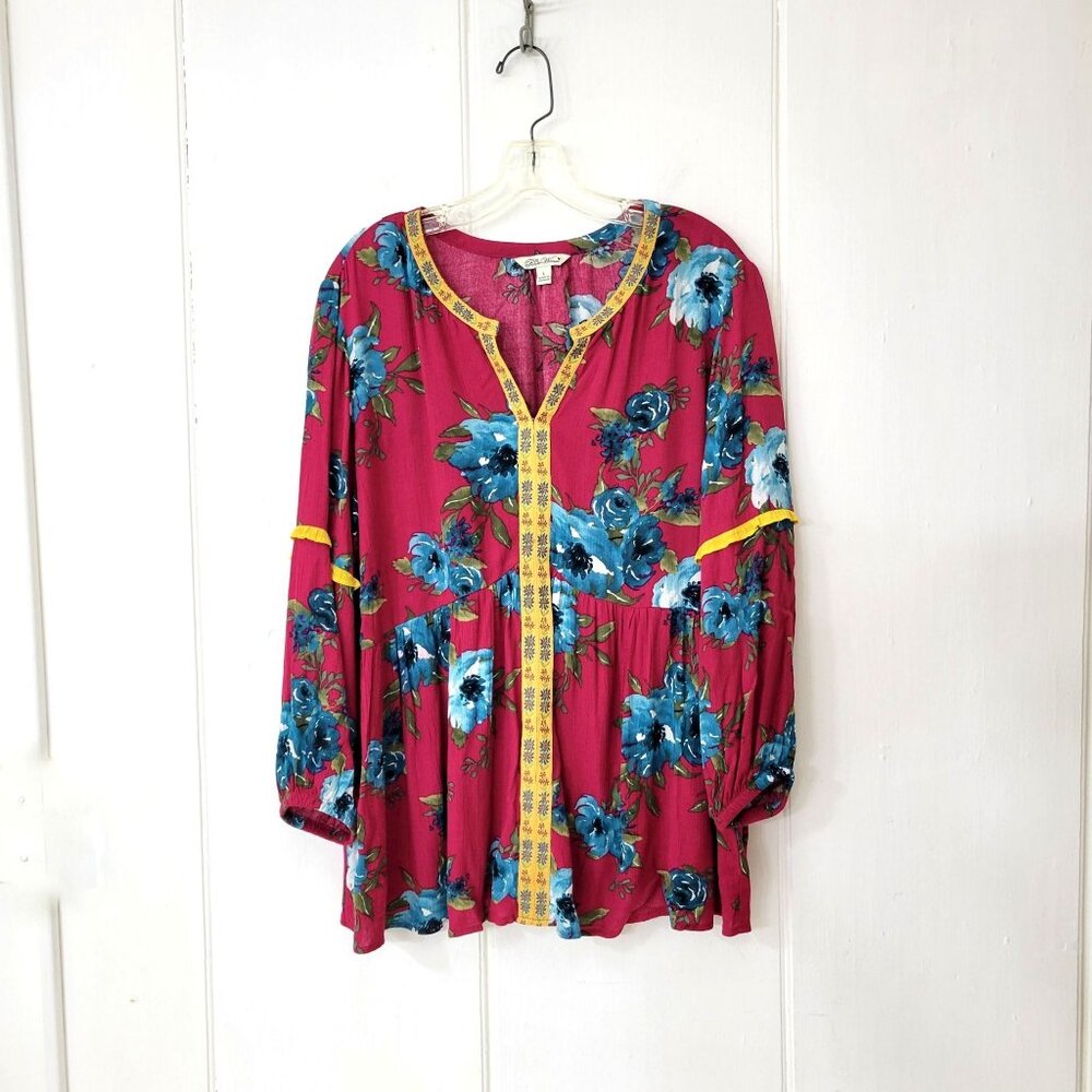 The Pioneer Woman Floral Peasant Blouse Size Large - Picture 1 of 3